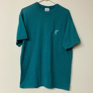 Premier Sportswear Montana Bear Tshirt Mens Size L  Made in USA Green Stripe Vtg